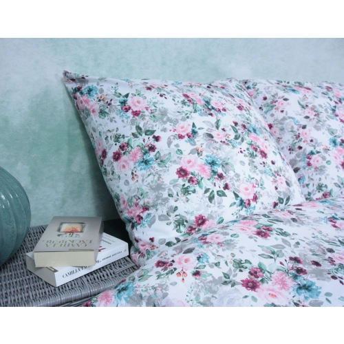 Komplet Pościeli z Bawełny 160x200 kwiecisty poranek